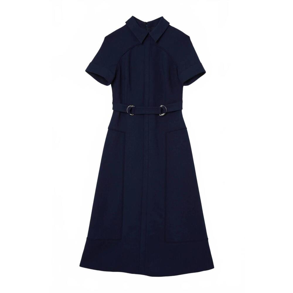 NEW KAREN MILLEN compact stretch tipped tab detail full skirted midi dress in na - Picture 5 of 5